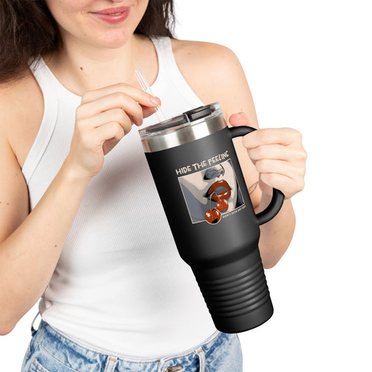 40oz Insulated Travel Mug, Hide Feelings, Don't Give a Shit, Coffee Tumbler, Stainless Steel Thermos Cup, Funny Gift for Introverts,